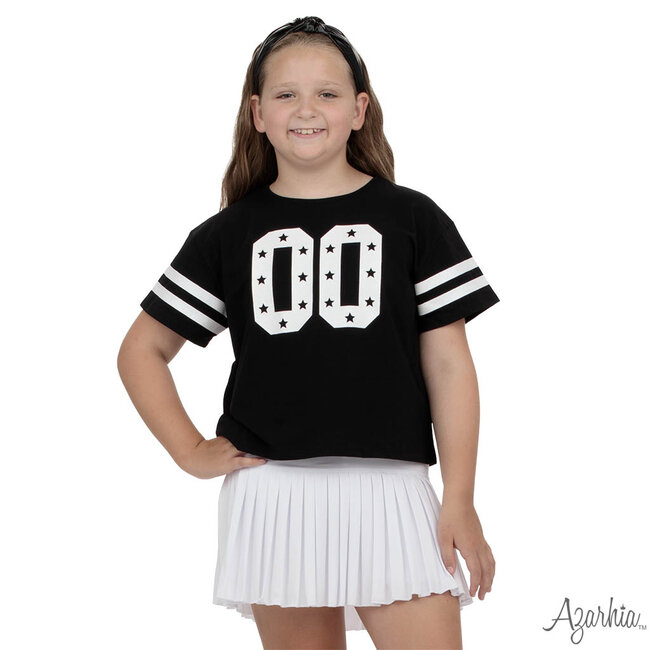 Azarhia Glitter Double 00 Stars Boxy Black Tee