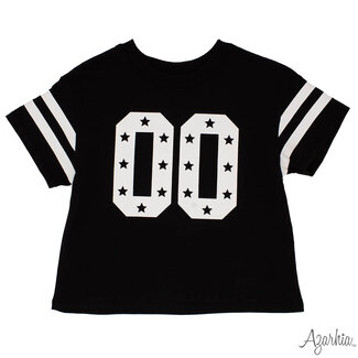 Azarhia Glitter Double 00 Stars Boxy Black Tee