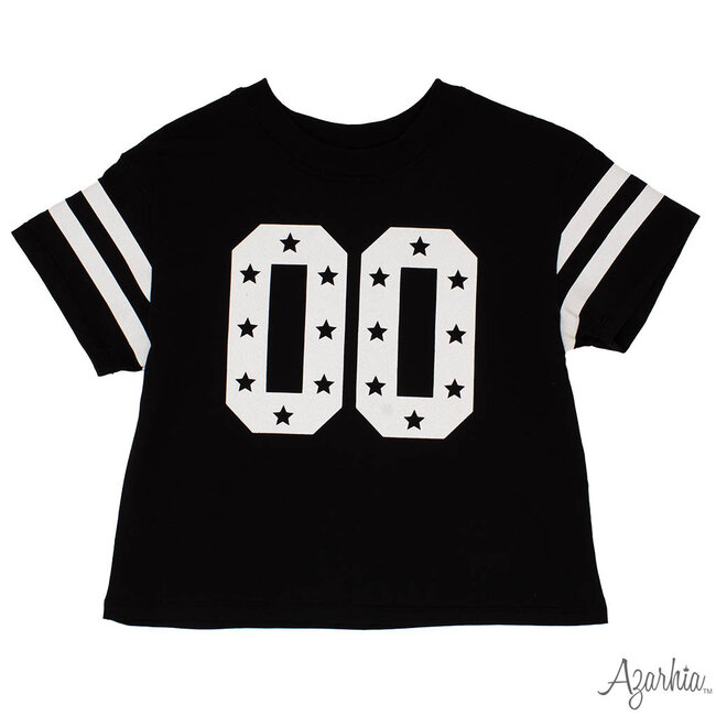 Azarhia Glitter Double 00 Stars Boxy Black Tee