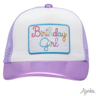 Azarhia Birthday Girl Rhinestone Lavender Metallic Trucker Hat