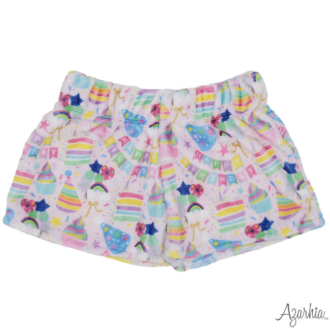 Azarhia Birthday Collage Fuzzy Shorts