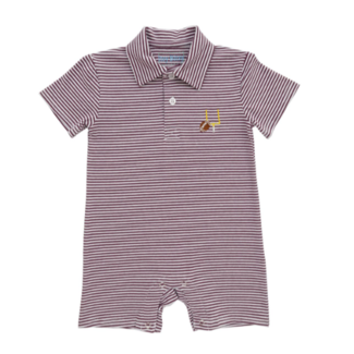 Itsy Bitsy Game Day Polo Romper - Maroon