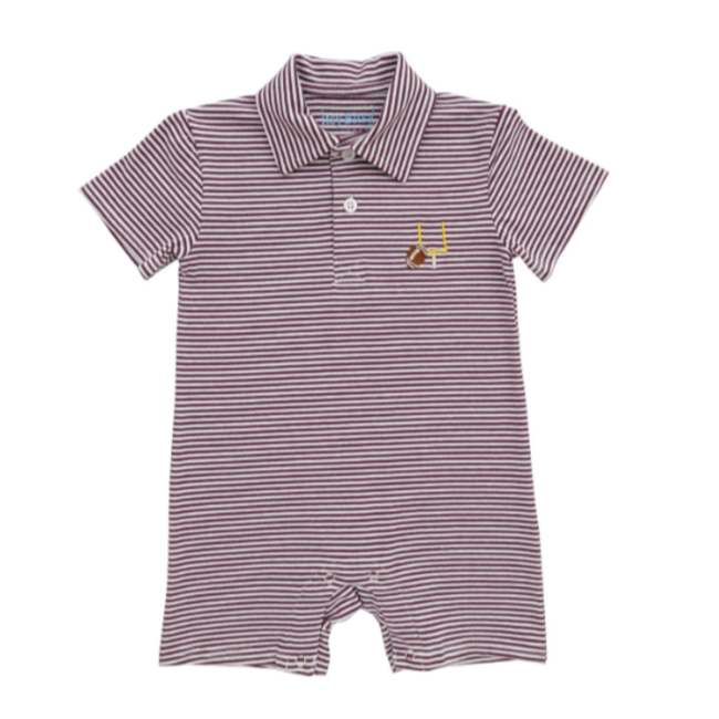 Itsy Bitsy Game Day Polo Romper - Maroon