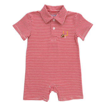 Itsy Bitsy Game Day Polo Romper - Red