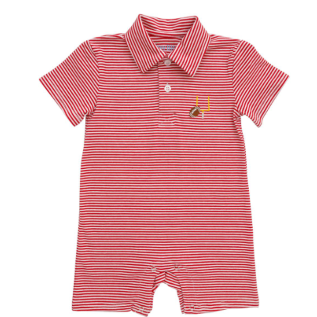Itsy Bitsy Game Day Polo Romper - Red