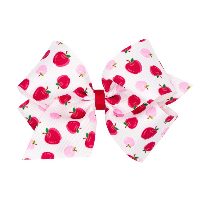 Wee Ones Grosgrain Bow Back to School Print Apple KING