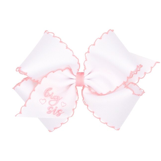Wee Ones Grosgrain Bow with Light Pink Moonstitch Edge "Big Sis" KING