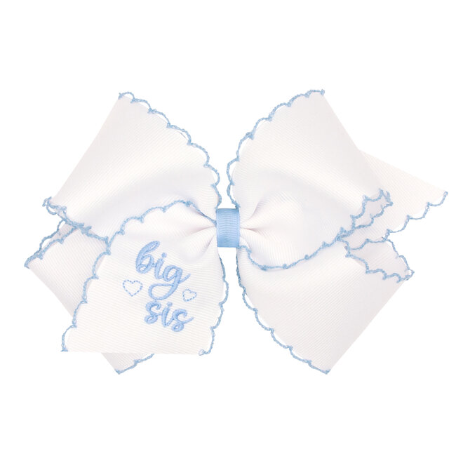 Wee Ones Grosgrain Bow with Millennium Blue Moonstitch Edge "Big Sis" KING