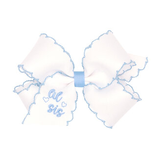 Wee Ones Grosgrain Bow with Millennium Blue Moonstitch Edge "Lil Sis" MEDIUM