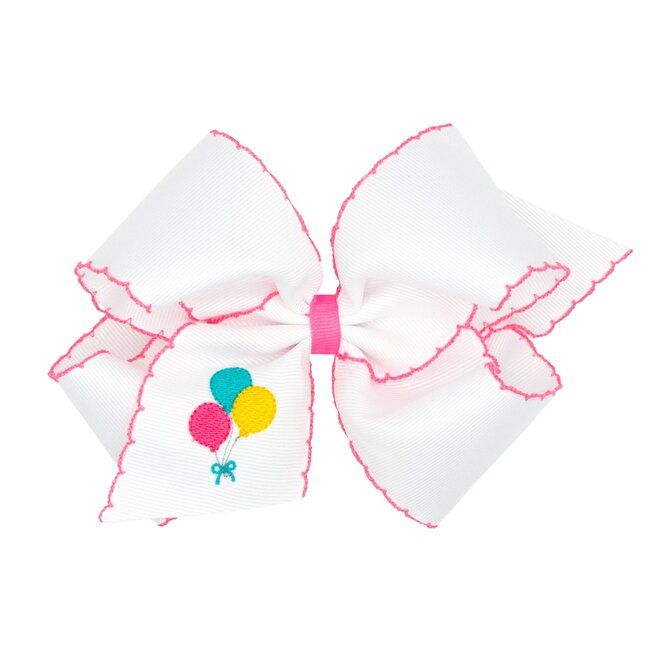 Wee Ones Grosgrain Bow w/ Moonstitch Edge Birthday Balloons KING