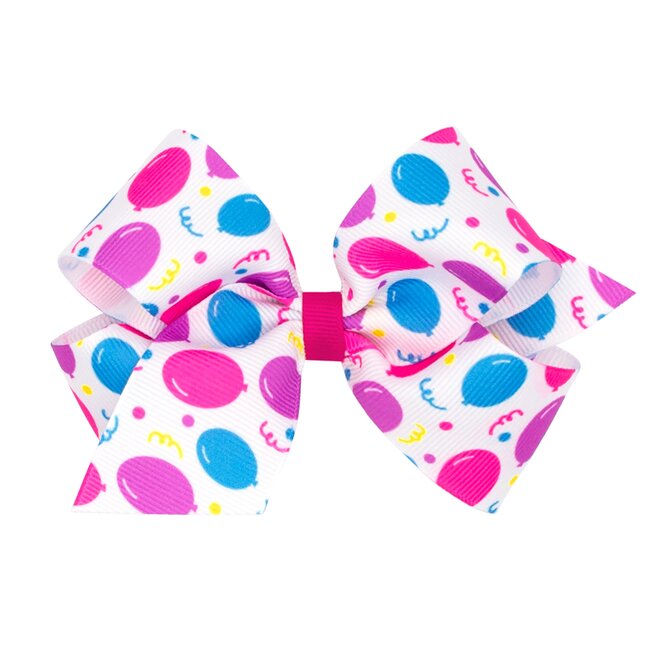 Wee Ones Grosgrain Bow Neon Print Birthday Balloons MEDIUM