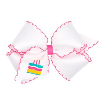 Wee Ones Grosgrain Bow w/ Moonstitch Edge Birthday Cake KING