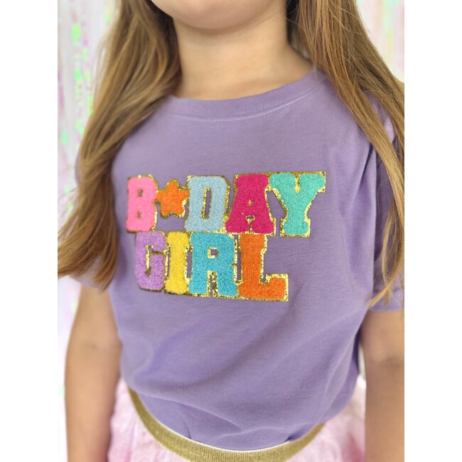 Sweet Wink Birthday Girl Patch Tee- Lavender