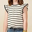 Hayden Girls Contrast Piped Striped Knit Tank - Oatmeal/Black