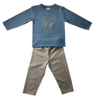 Three Sisters Deer Embroidery Pants Set
