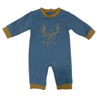 Three Sisters Deer Embroidery Boys Romper