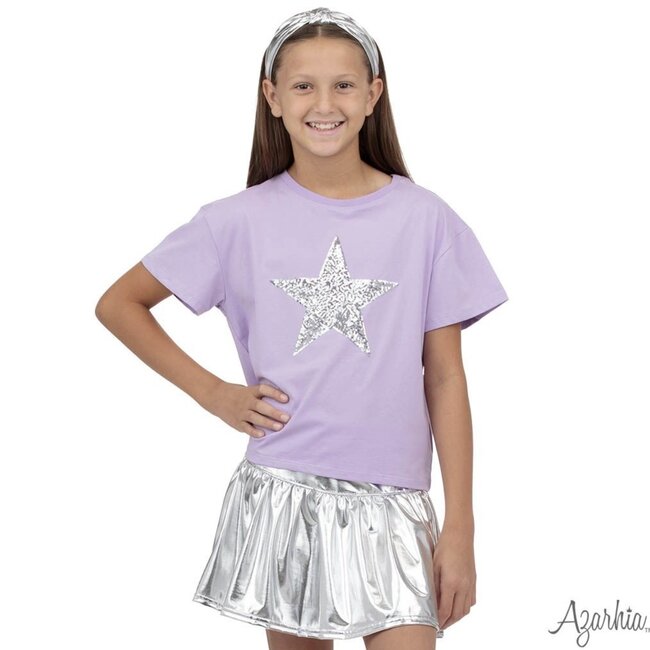 Azarhia Lavender Boxy Tee with Silver Sequin Star