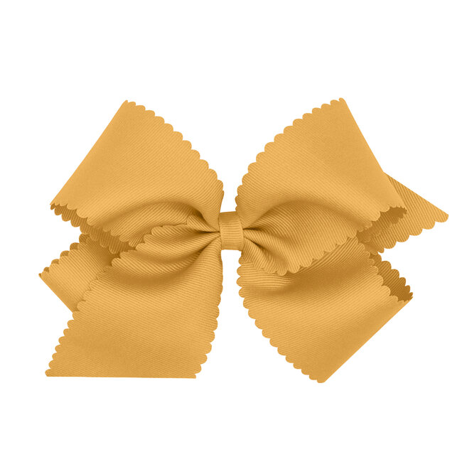 Wee Ones King Grosgrain Scalloped Edge Bow - OLD GOLD