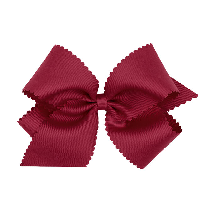 Wee Ones King Grosgrain Scalloped Edge Bow - Cranberry