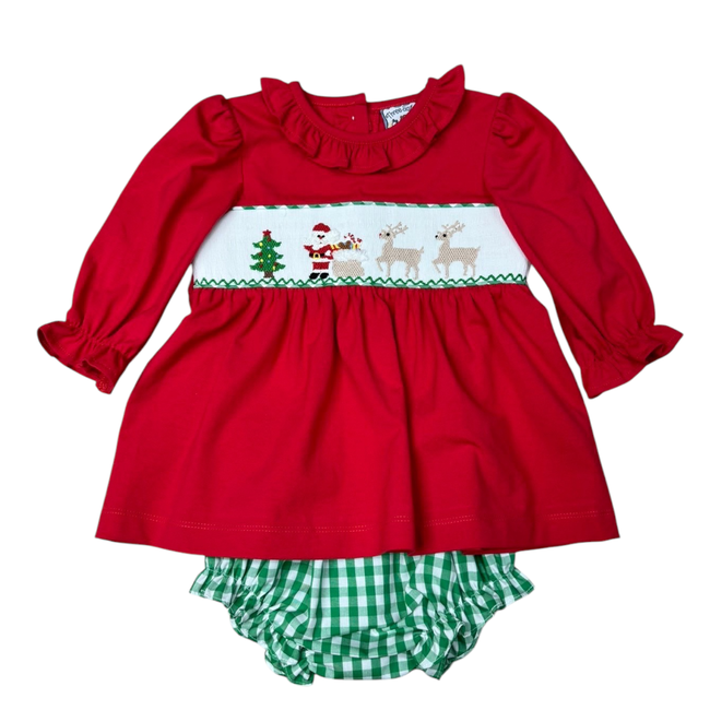 Three Sisters Christmas Time Smocked Bloomer Set