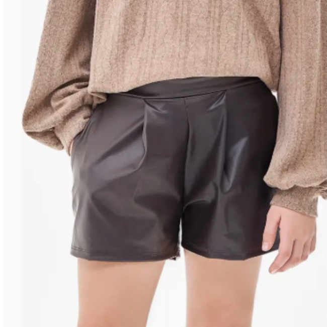 Good Girl Faux Leather Boxer Shorts - Brown