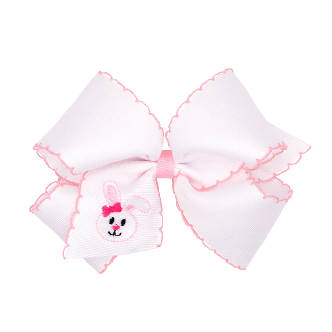 Wee Ones King Grosgrain Bow with Moonstitch Edge & Easter-inspired Embroidery on Tail