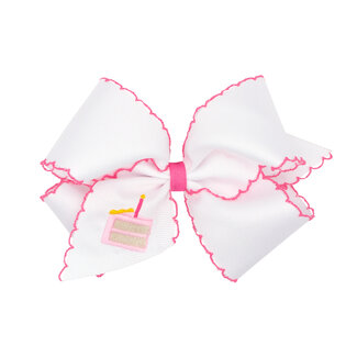 Wee Ones King Grosgrain Moonstitch Birthday Embroidered Bow