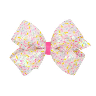 Wee Ones Medium Sequins Birthday Print Bow