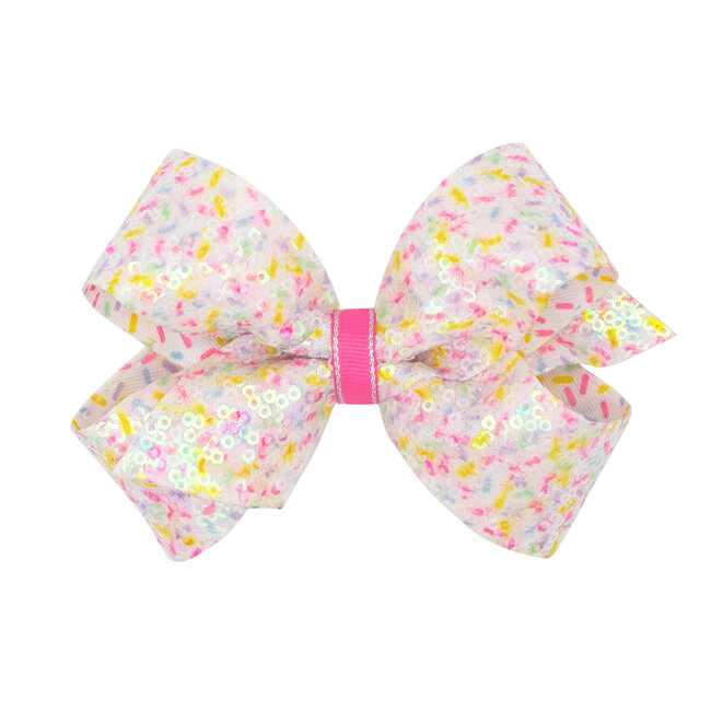Wee Ones Medium Sequins Birthday Print Bow