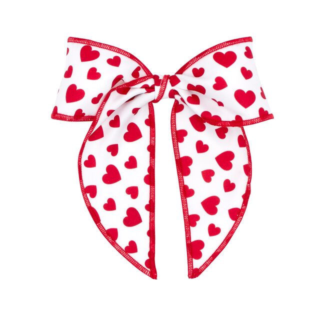 Wee Ones Medium Microfiber Heart Printed Bowtie with Twisted Wrap & Whimsy Tails