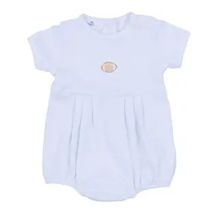 Magnolia Baby Touchdown Cutie Embroidered Short Sleeve Bubble - Light Blue