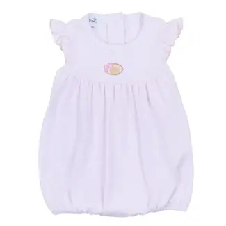 Magnolia Baby Touchdown Cutie Embroidered Flutters Bubble - Pink