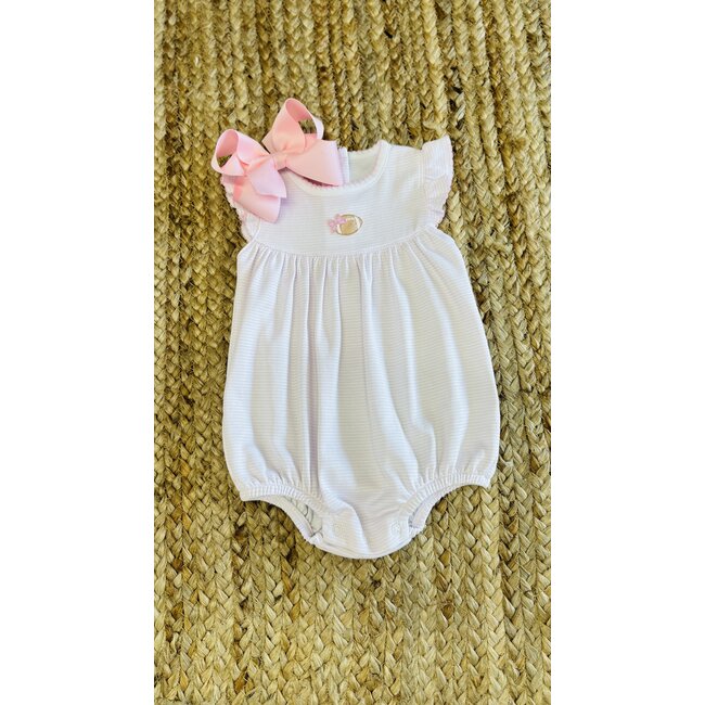Magnolia Baby Touchdown Cutie Embroidered Flutters Bubble - Pink