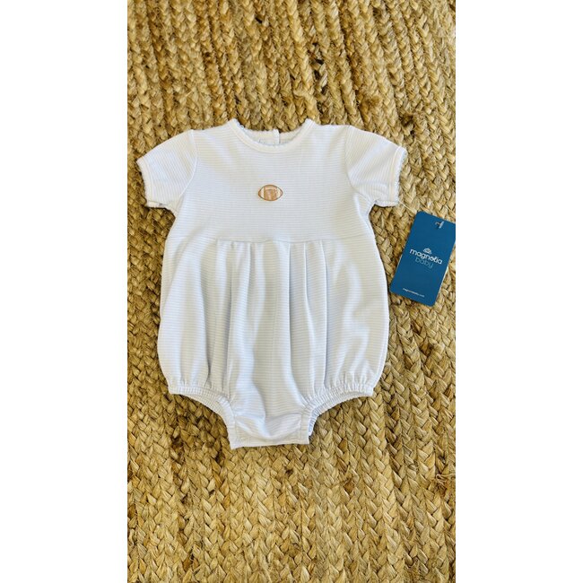 Magnolia Baby Touchdown Cutie Embroidered Short Sleeve Bubble - Light Blue