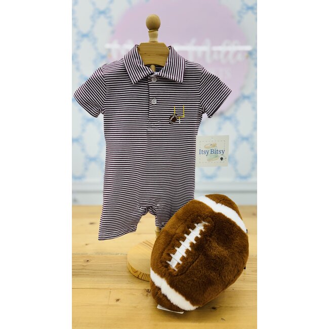 Itsy Bitsy Game Day Polo Romper - Maroon