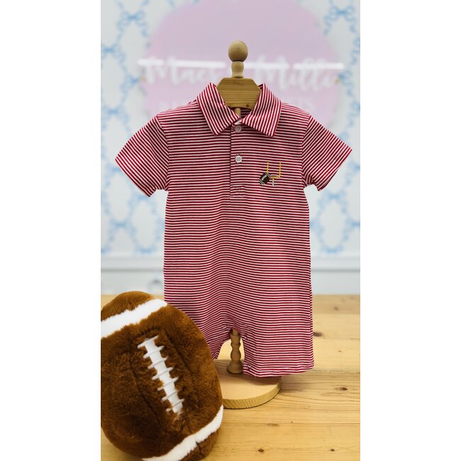 Itsy Bitsy Game Day Polo Romper - Red