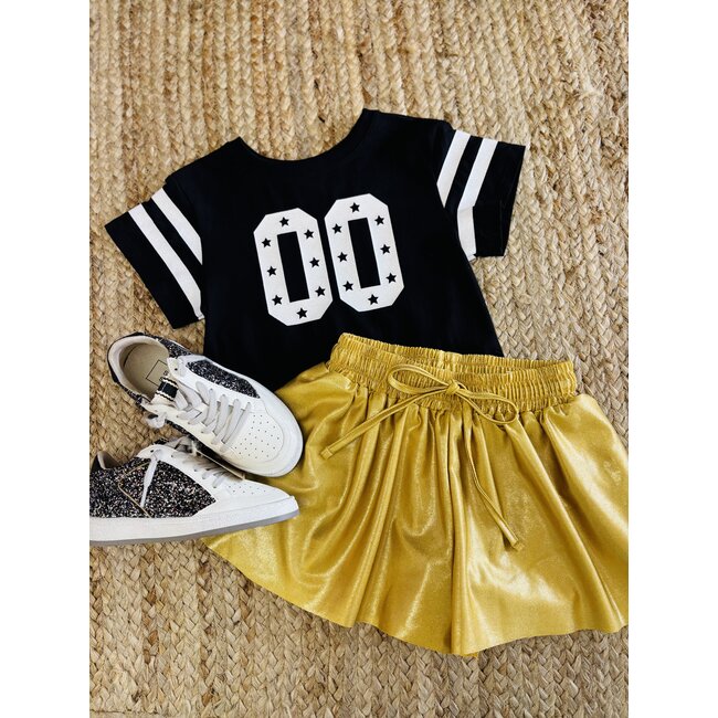 Azarhia Glitter Double 00 Stars Boxy Black Tee