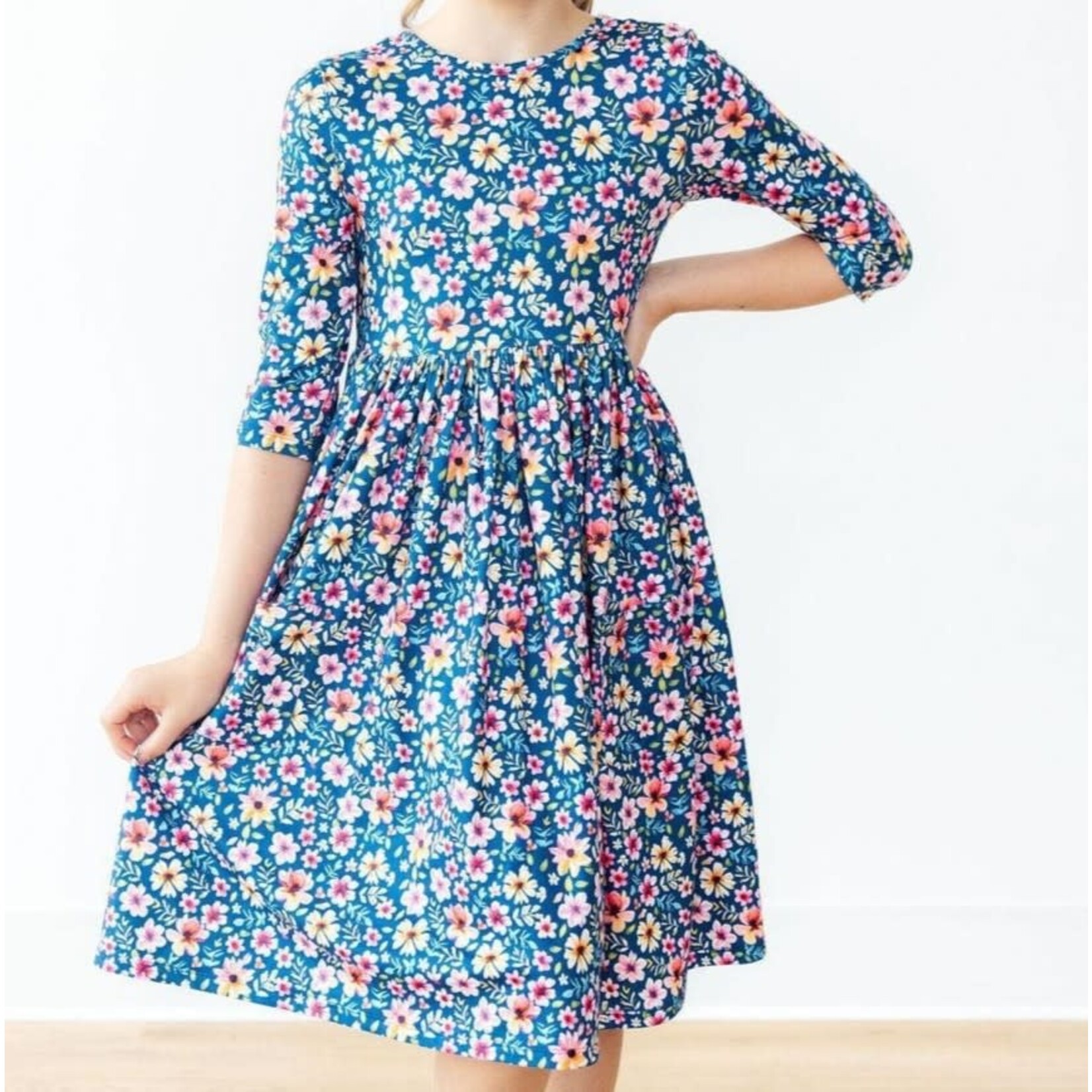 Mila & Rose Rainforest Blooms 3/4 Sleeve Pocket Twirl Dress