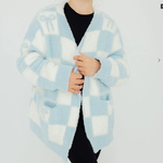 Mila & Rose Light Blue Checker Bow Cozy Cardigan