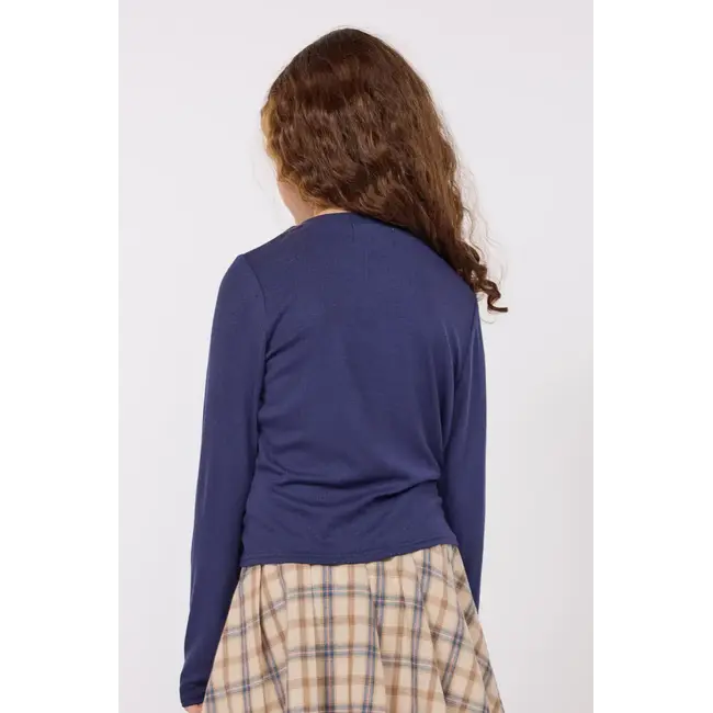 Sadie & Sage Marshmallow Crewneck Top in Navy