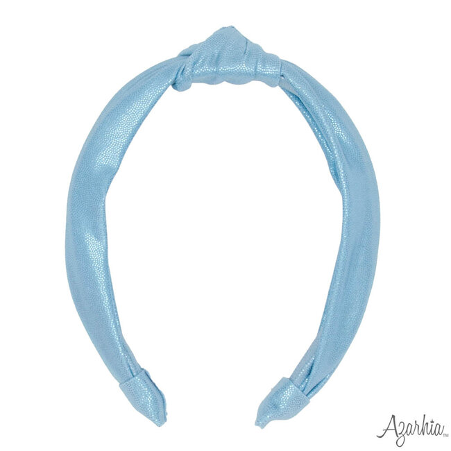 Azarhia Top Knot Headband in Light Blue Shimmer