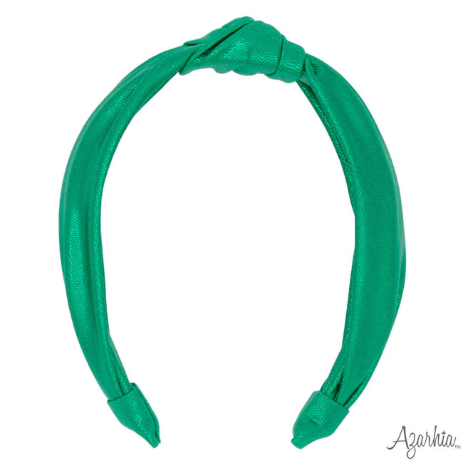 Azarhia Top Knot Headband in Kelly Green Shimmer