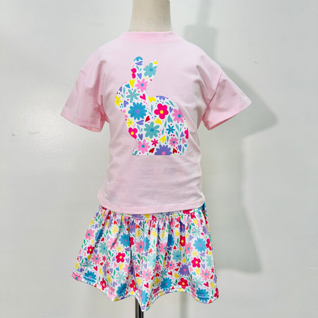 Azarhia Floral Bunny on Light Pink Boxy Tee