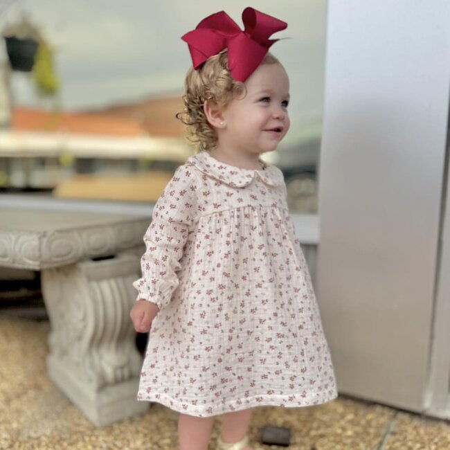 Angel Dear Carrie Floral Muslin Peter Pan Collar Dress + Diaper Cover