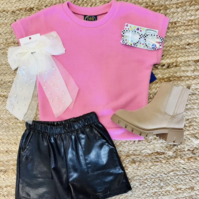 Emma Jean Faux Leather Shorts - Black