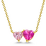 Lily Nily CZ Double Hearts Necklace - 2Tone Pink