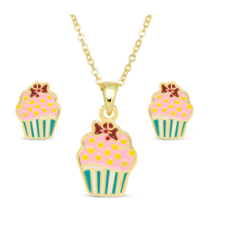 Lily Nily Cupcake Necklace & Earrings Set