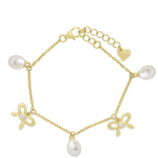Lily Nily Freshwater Pearl and Bow Charm Bracelet