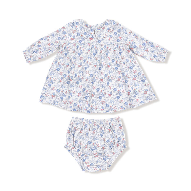 Angel Dear Country Girl Floral Peter Pan Collar Dress + Diaper Cover