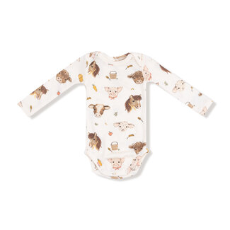 Angel Dear Vintage Baby Farm Animals - Lap Shoulder Bodysuit